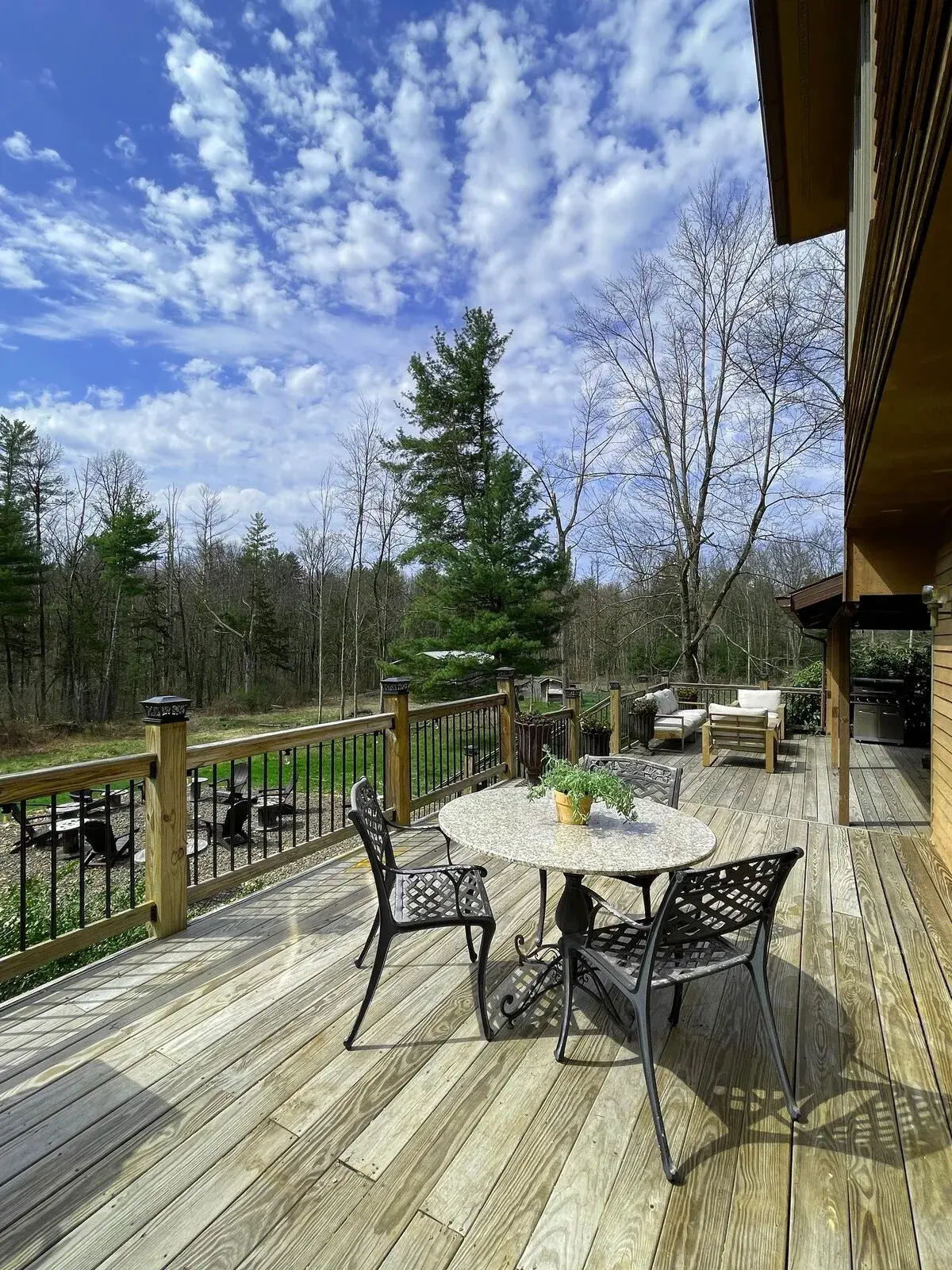 The deck dining table in early spring
