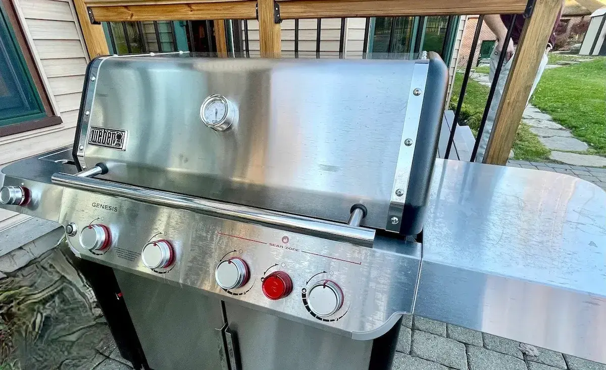 The barbecue grill on the patio