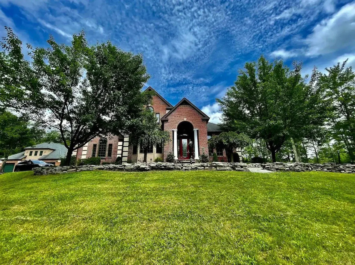 The front of the main house across the lawn